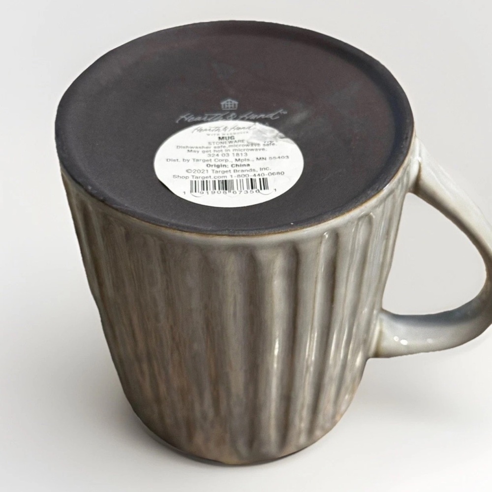 Hearth & Hand with Magnolia Gray Ribbed Stoneware Coffee Mug, Farmhouse - Picture 2 of 2